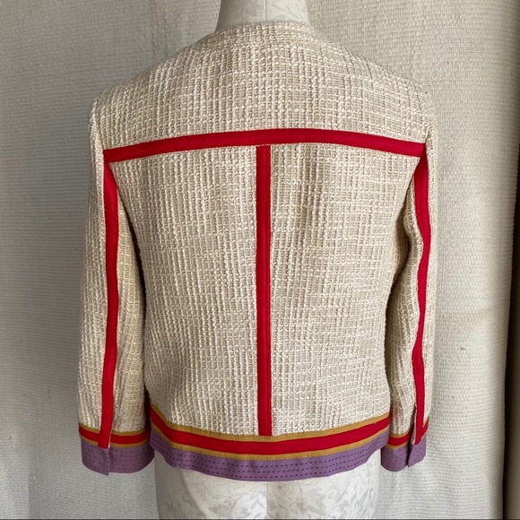 Tory Burch Chanel-Style Runway Tweed Piped Jacket - Picture 3 of 8